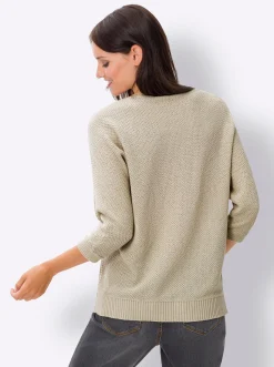 Pullover|heine Fledermauspullover mit Ziersteinchen sand-meliert