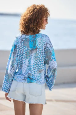 Shirts|Buffalo Fledermausshirt blaubedruckt
