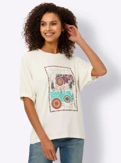 Shirts|heine Fledermausshirt mit Folienprint champagner-orange-bedruckt