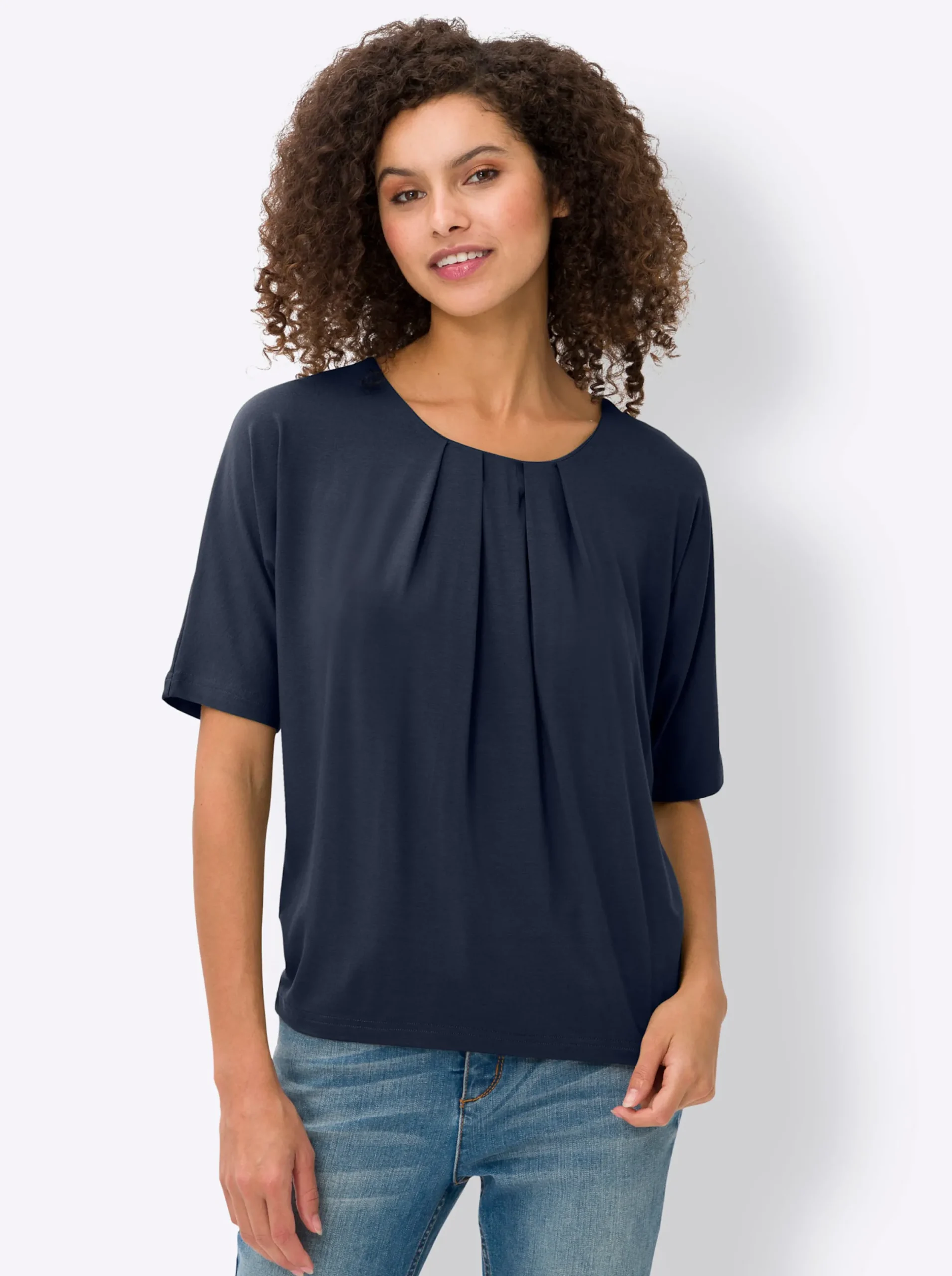 Strandmode|Shirts|heine Fledermausshirt mit Rundhals-Ausschnitt marine