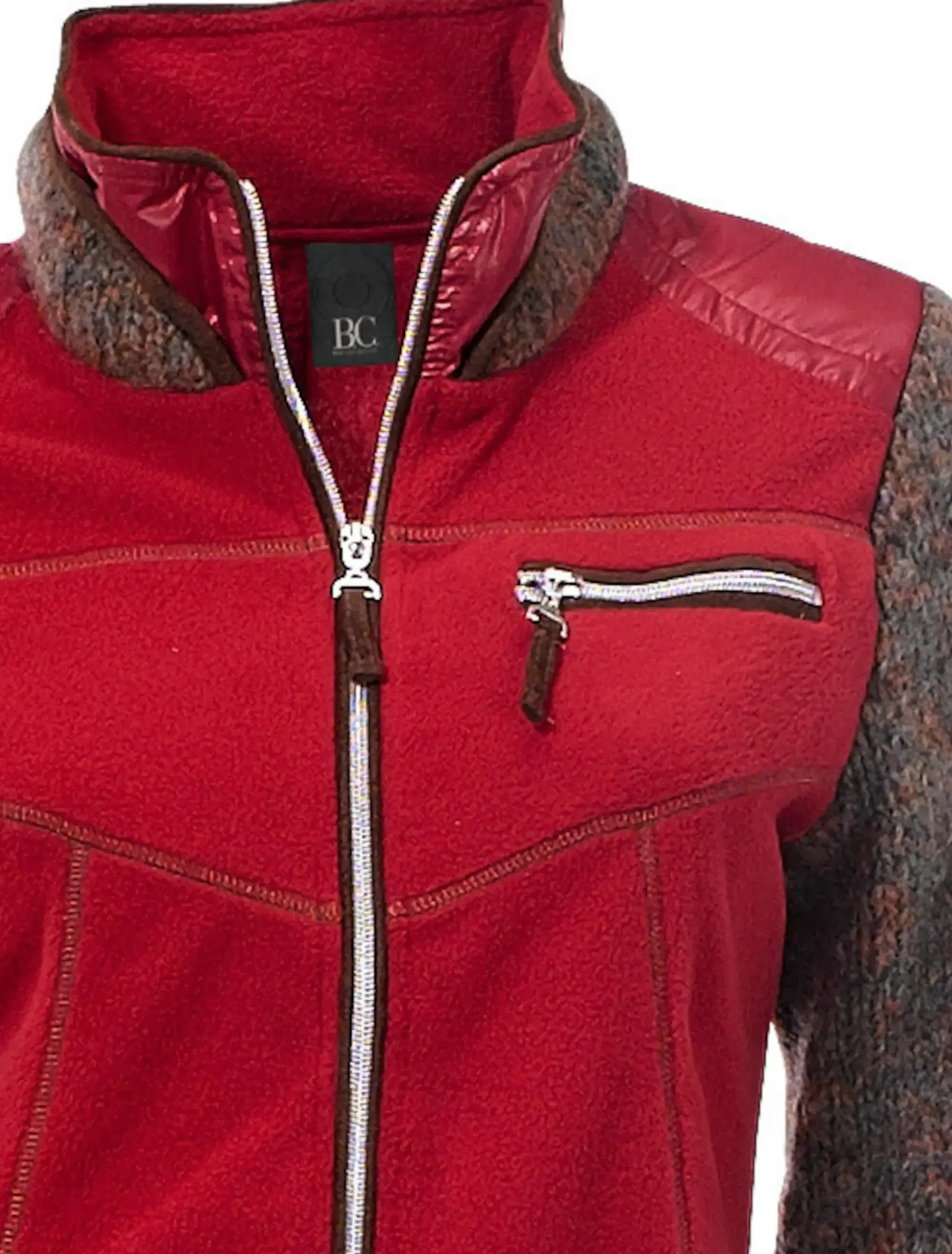 Homewear|Homewear|heine Fleecejacke mit gestrickten Ärmeln rot