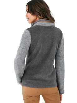 Homewear|Homewear|heine Fleecejacke mit gestrickten Ärmeln grau