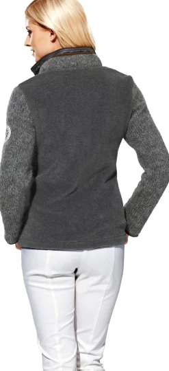 Homewear|Homewear|heine Fleecejacke mit gestrickten Ärmeln grau