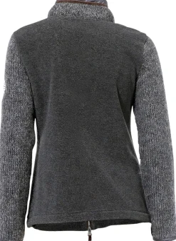 Homewear|Homewear|heine Fleecejacke mit gestrickten Ärmeln grau