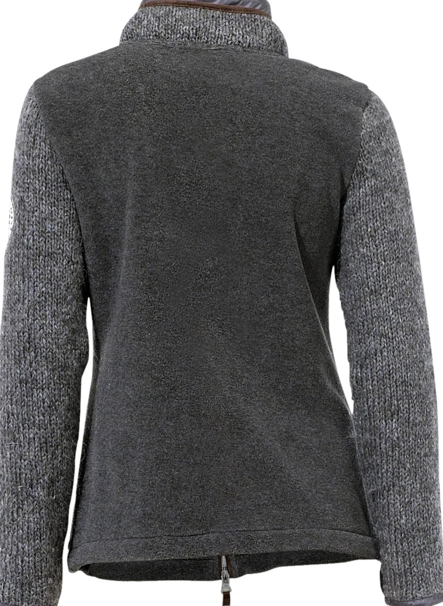 Homewear|Homewear|heine Fleecejacke mit gestrickten Ärmeln grau