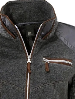 Homewear|Homewear|heine Fleecejacke mit gestrickten Ärmeln grau