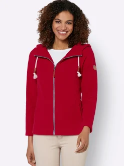 Jacken| Fleecejacke mit Kapuze rot