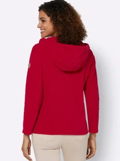 Jacken| Fleecejacke mit Kapuze rot