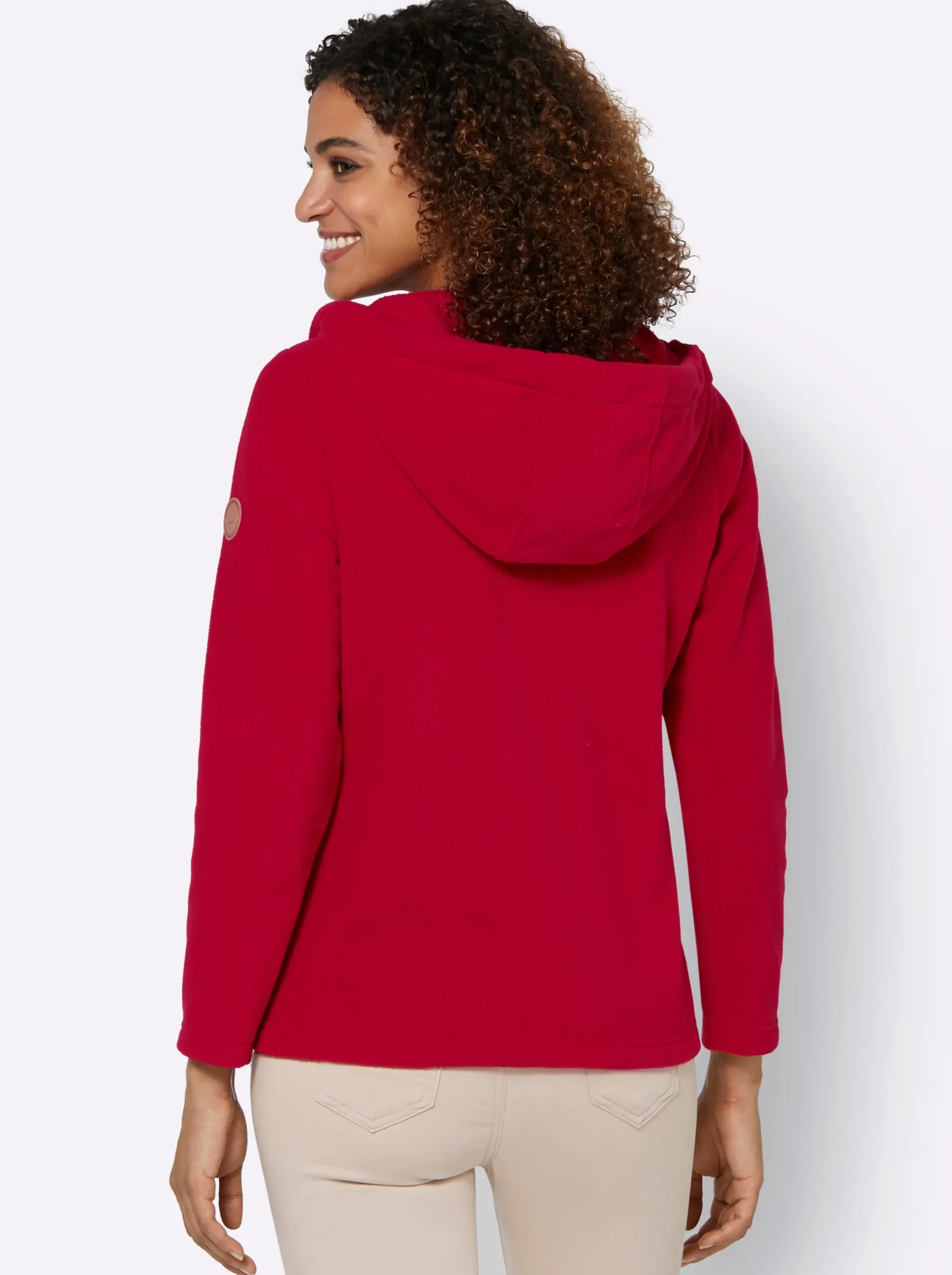 Jacken| Fleecejacke mit Kapuze rot