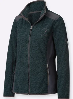 Jacken| Fleecejacke mit Kontrast-Einsätzen ozean-anthrazit-meliert