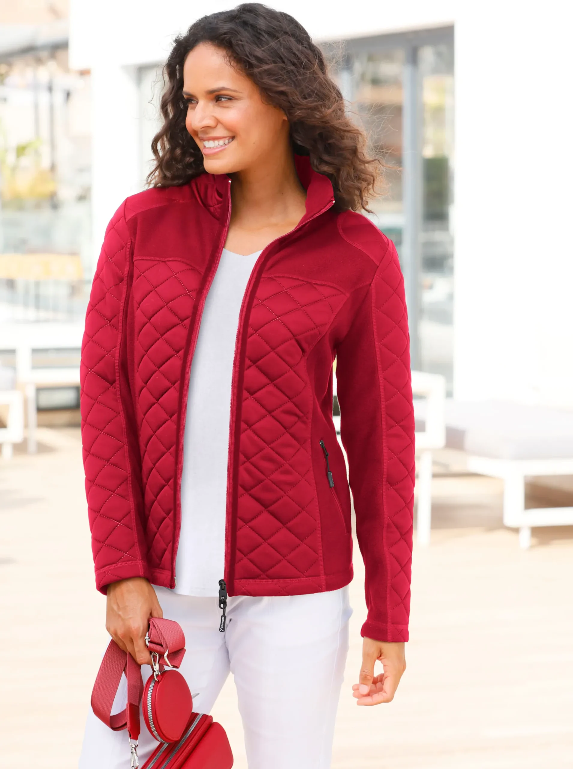 Jacken| Fleecejacke mit Reißverschluss-Taschen rot