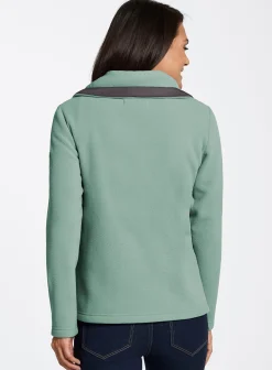 Jacken| Fleecejacke mit schrägen Reißverschluss-Taschen jadegrün