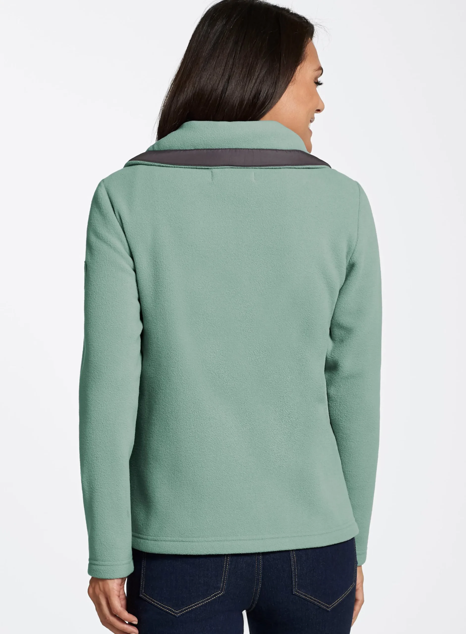 Jacken| Fleecejacke mit schrägen Reißverschluss-Taschen jadegrün