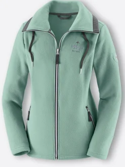 Jacken| Fleecejacke mit schrägen Reißverschluss-Taschen jadegrün