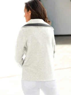 Jacken| Fleecejacke mit schrägen Reißverschluss-Taschen ecru