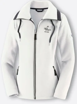 Jacken| Fleecejacke mit schrägen Reißverschluss-Taschen ecru