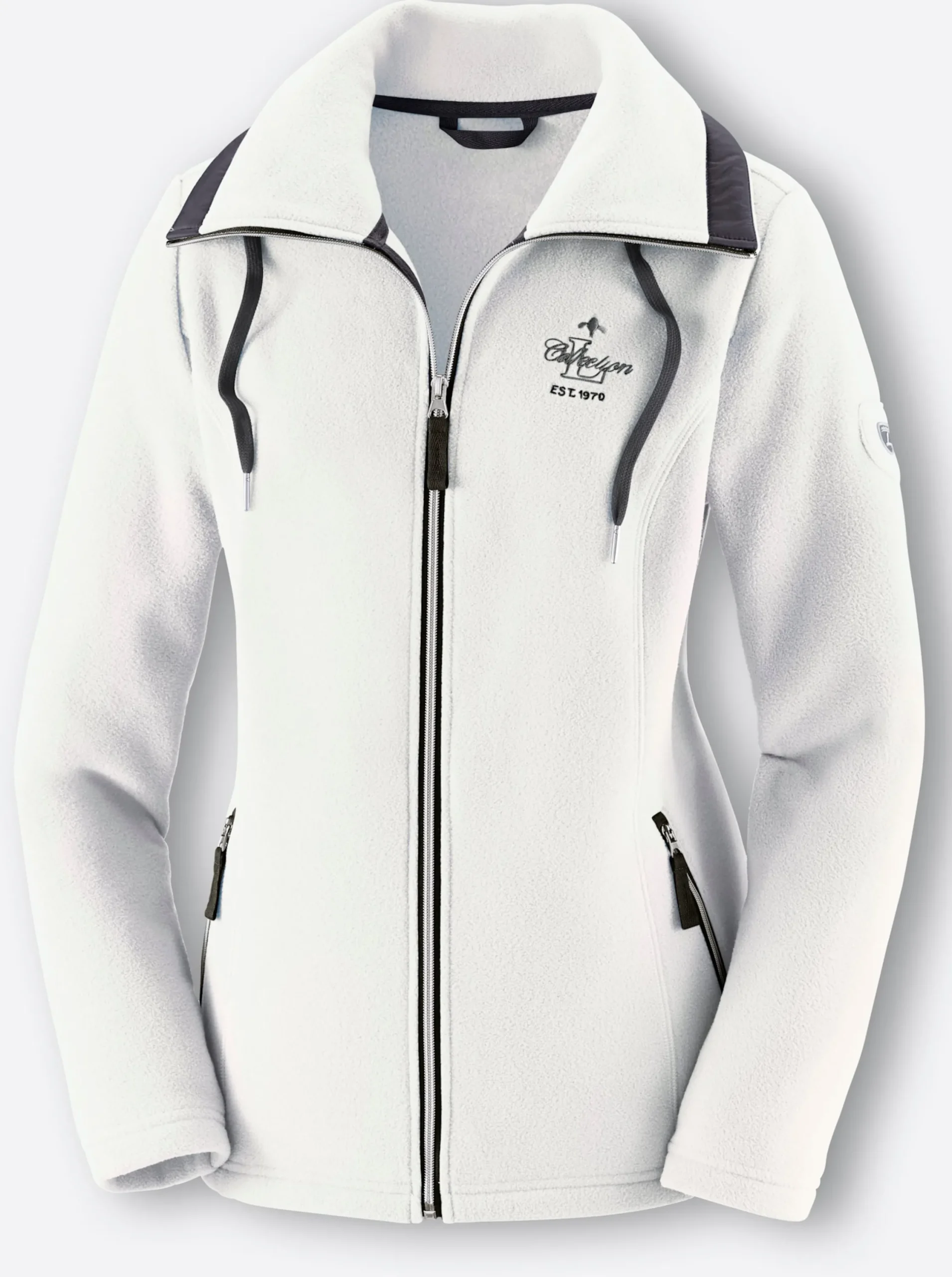 Jacken| Fleecejacke mit schrägen Reißverschluss-Taschen ecru