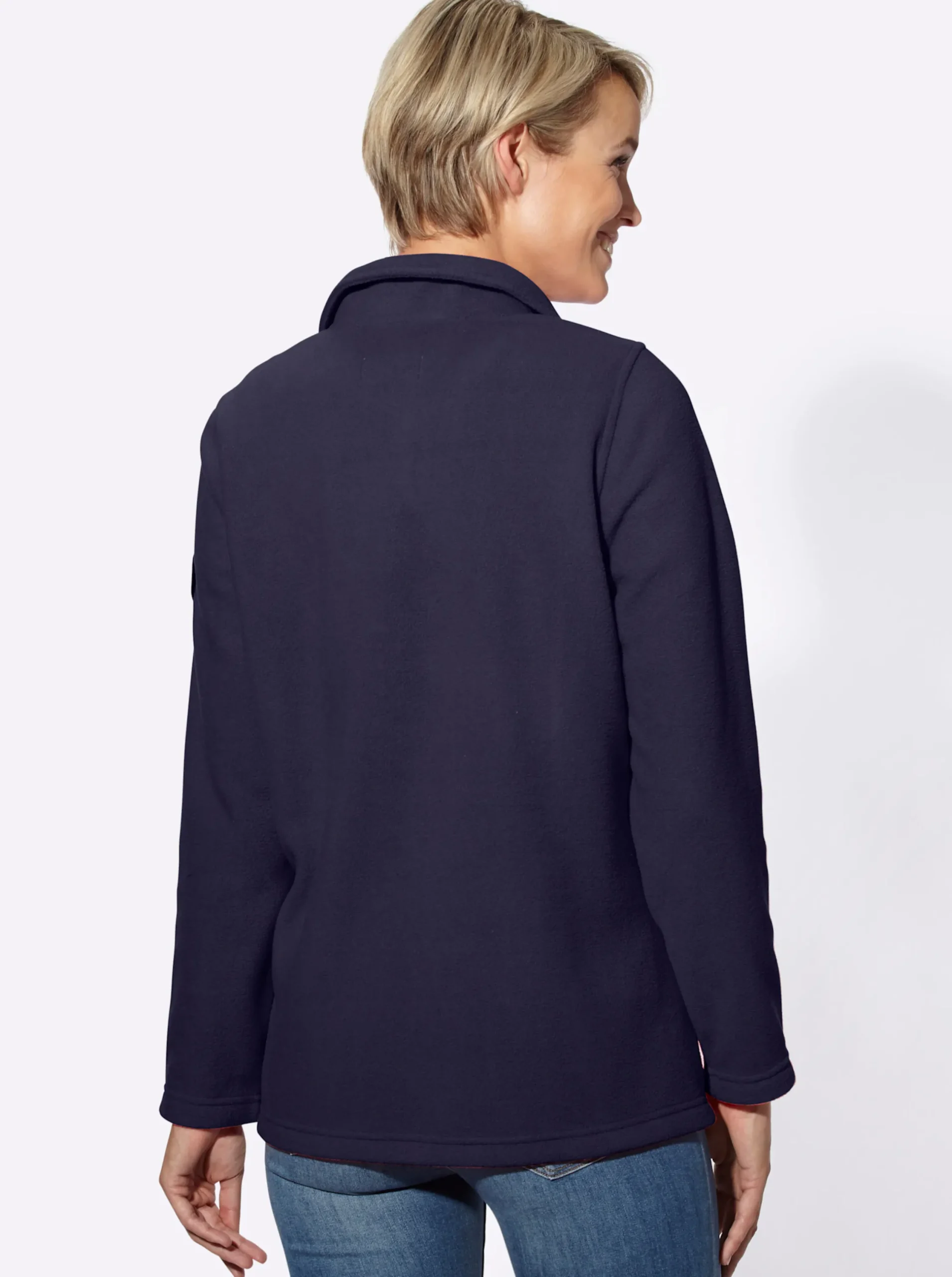 Jacken| Fleecejacke mit Stehkragen marine