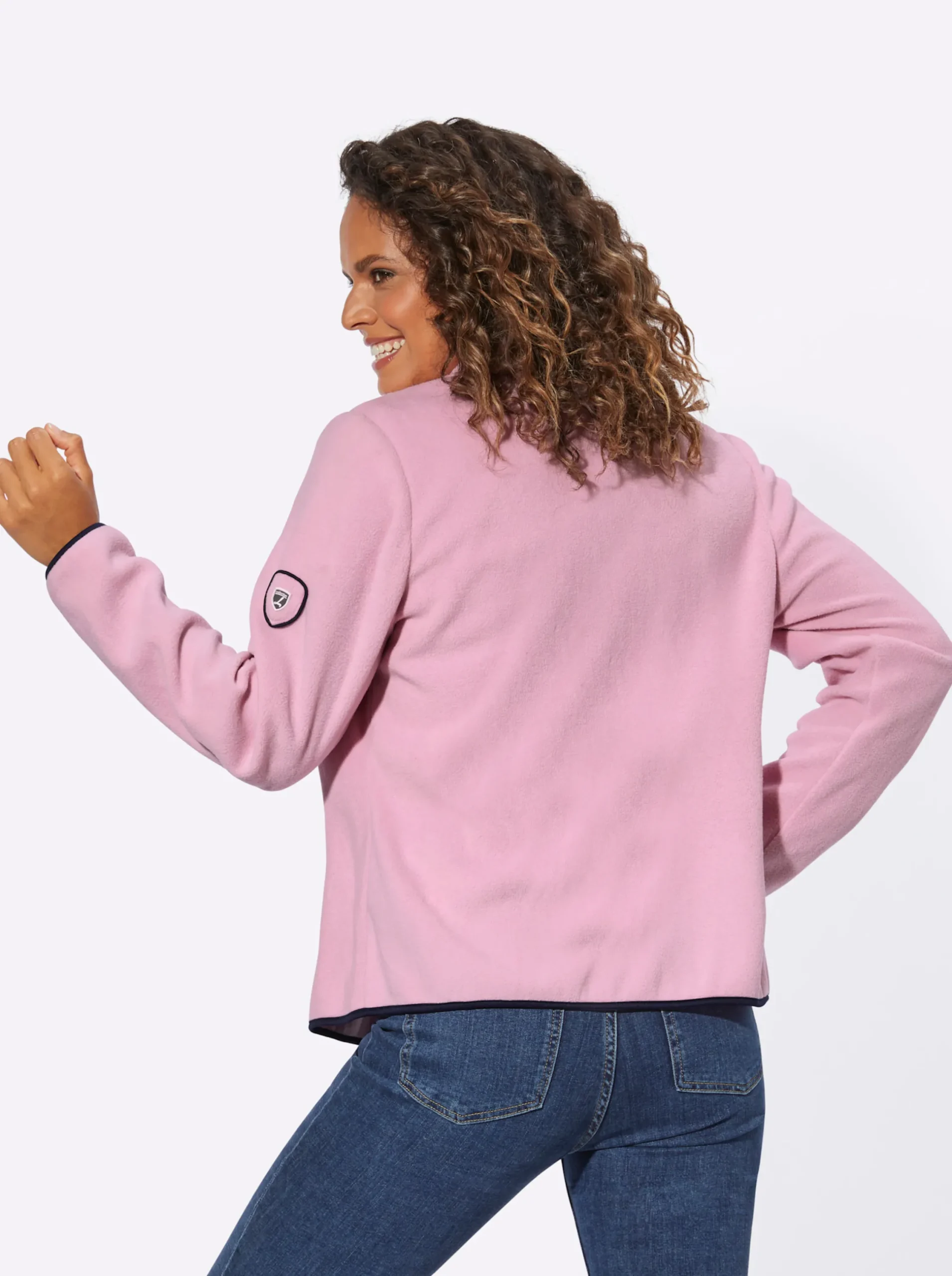Jacken| Fleecejacke mit Stickerei rosé