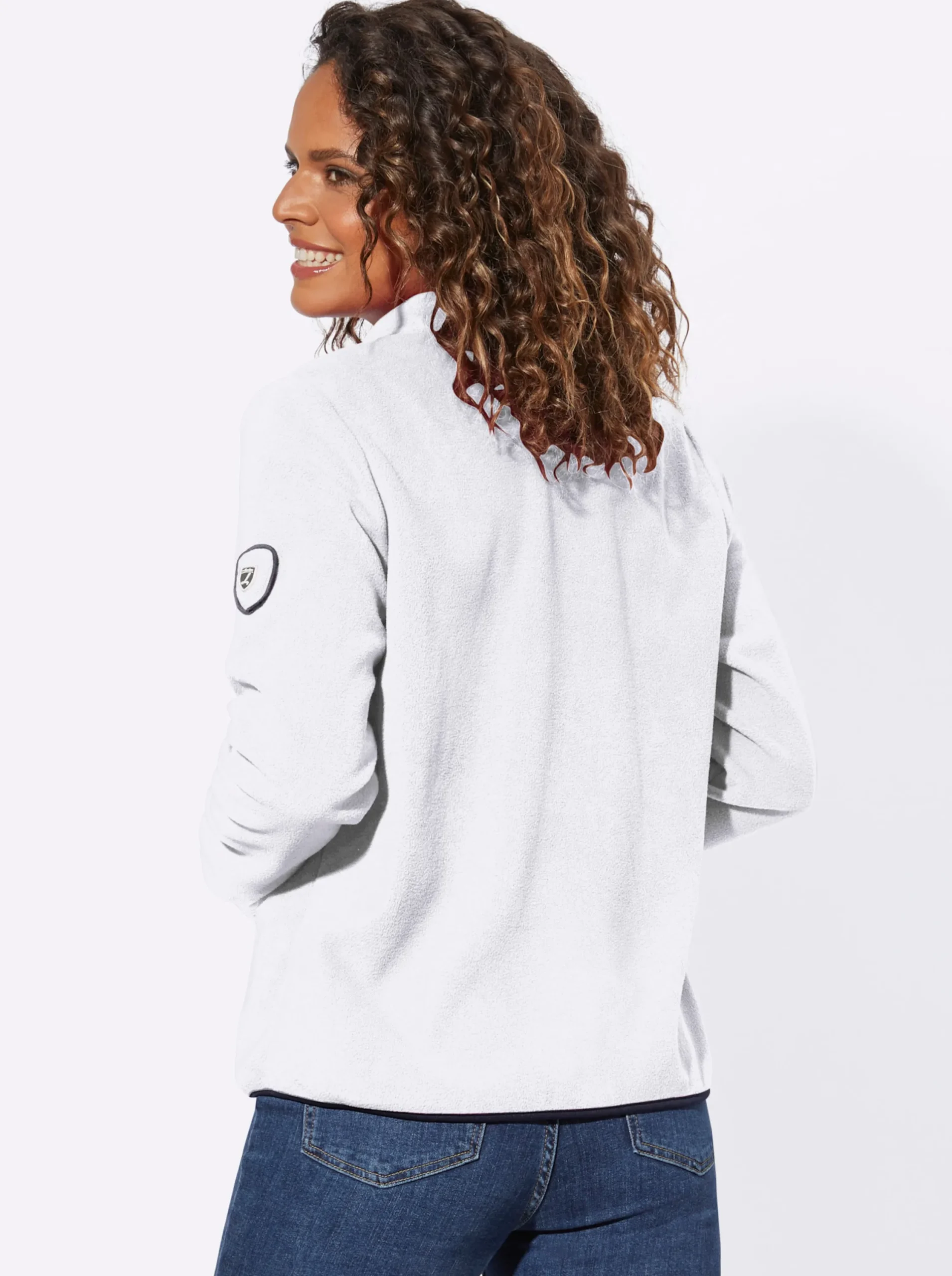 Jacken| Fleecejacke mit Stickerei ecru