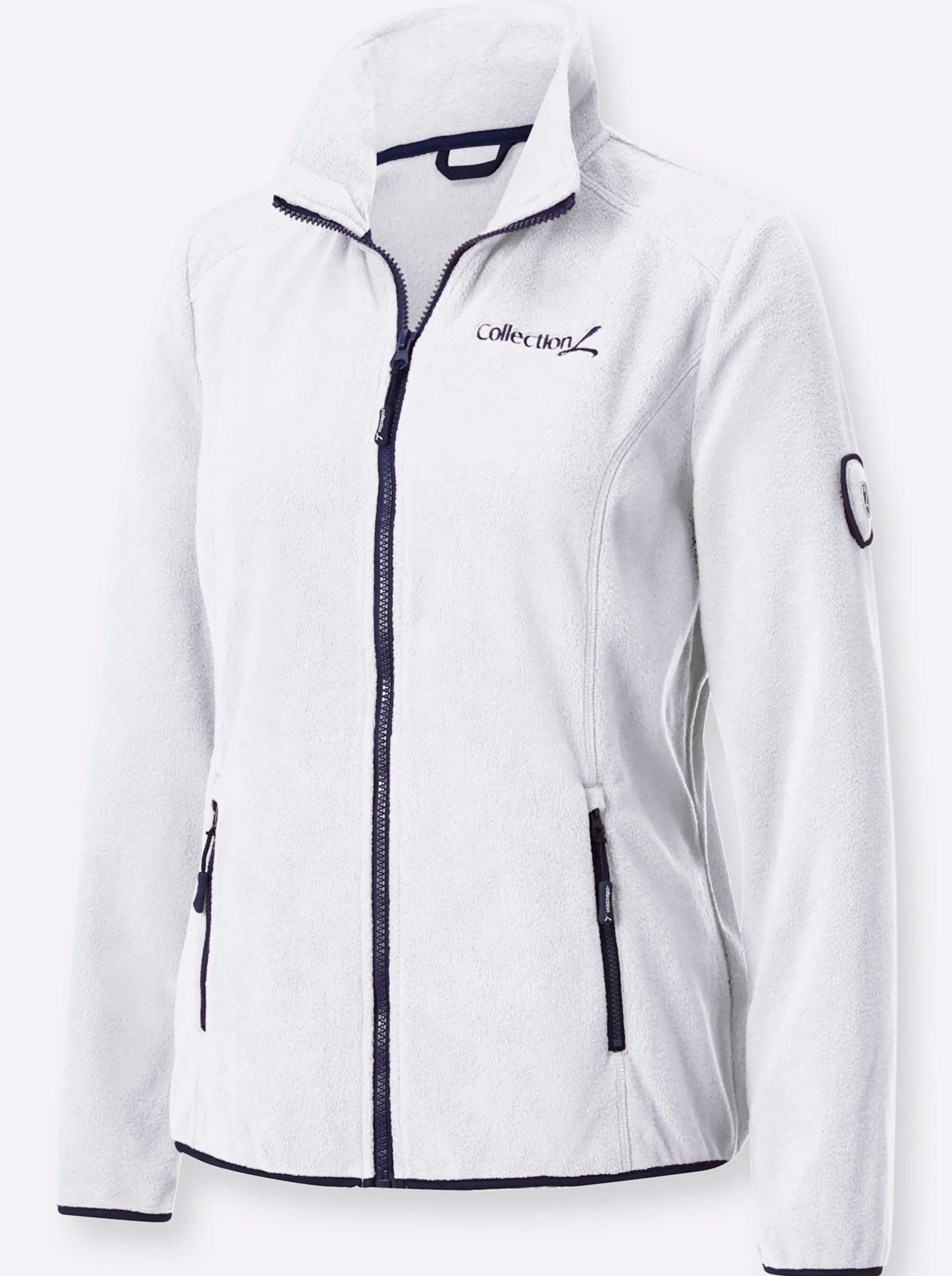 Jacken| Fleecejacke mit Stickerei ecru