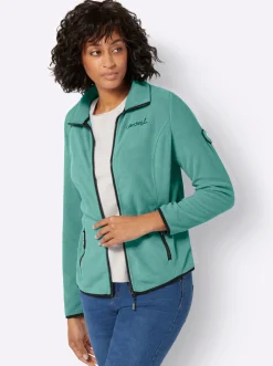 Jacken| Fleecejacke mit Stickerei jadegrün