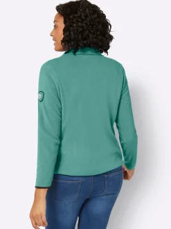 Jacken| Fleecejacke mit Stickerei jadegrün