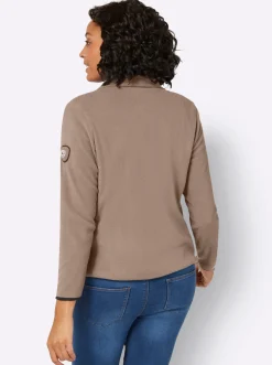 Jacken| Fleecejacke mit Stickerei taupe