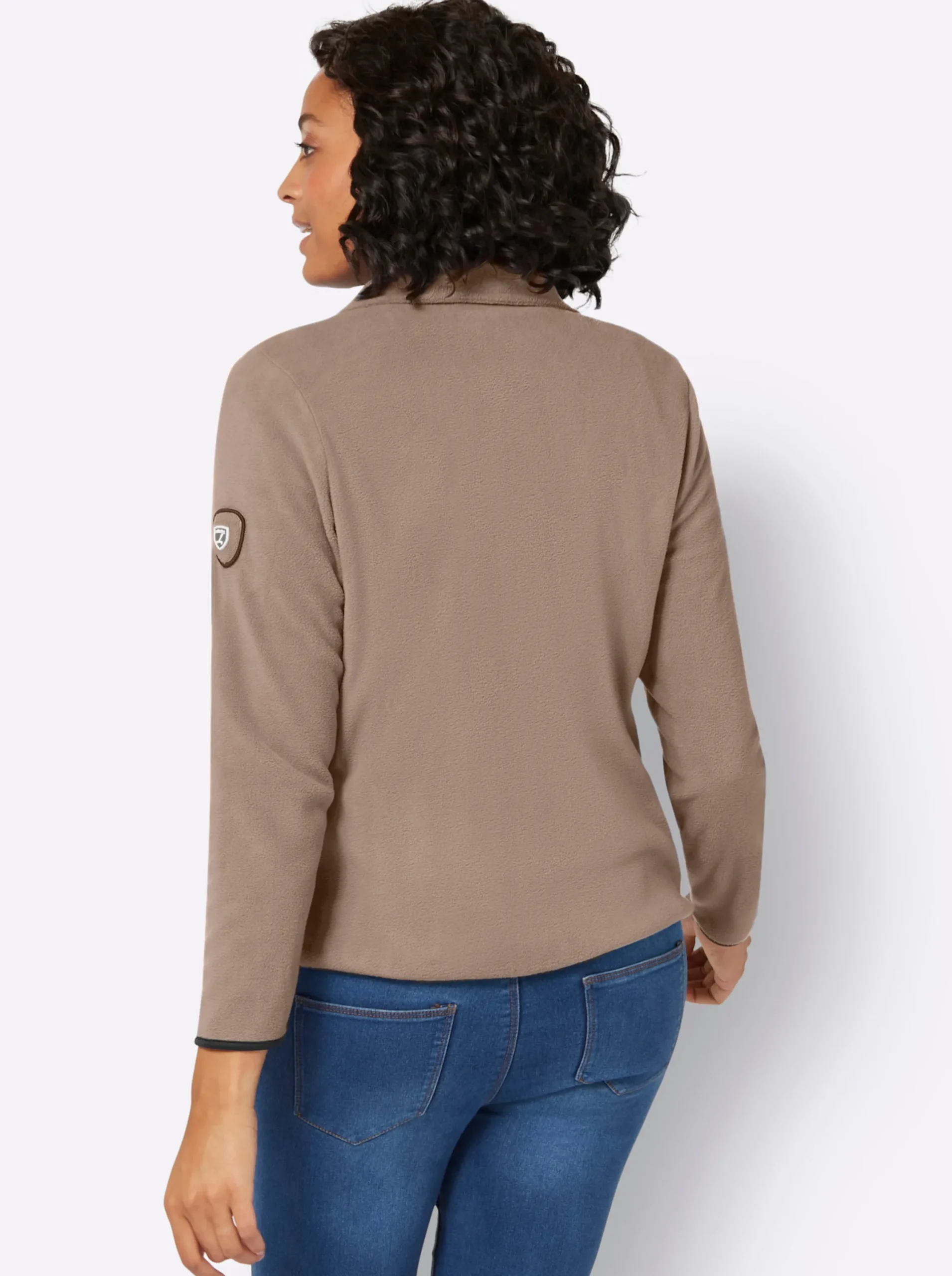 Jacken| Fleecejacke mit Stickerei taupe