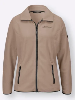 Jacken| Fleecejacke mit Stickerei taupe