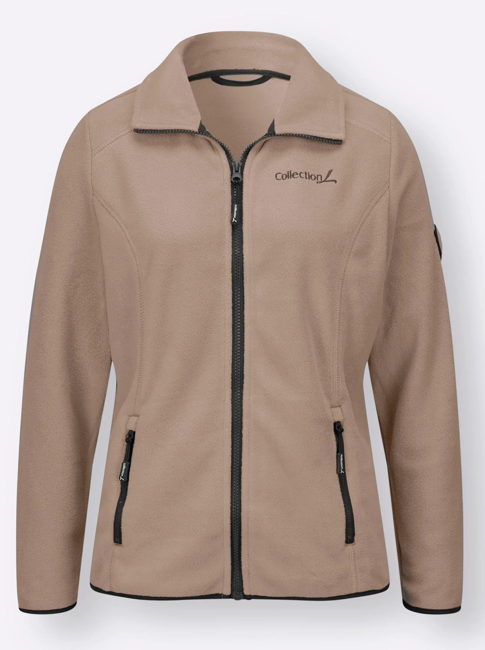 Jacken| Fleecejacke mit Stickerei taupe