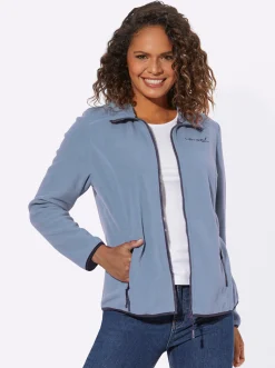 Jacken| Fleecejacke mit Stickerei bleu