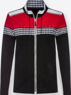 Jacken| Fleecejacke mit Stretch-Einsätzen schwarz