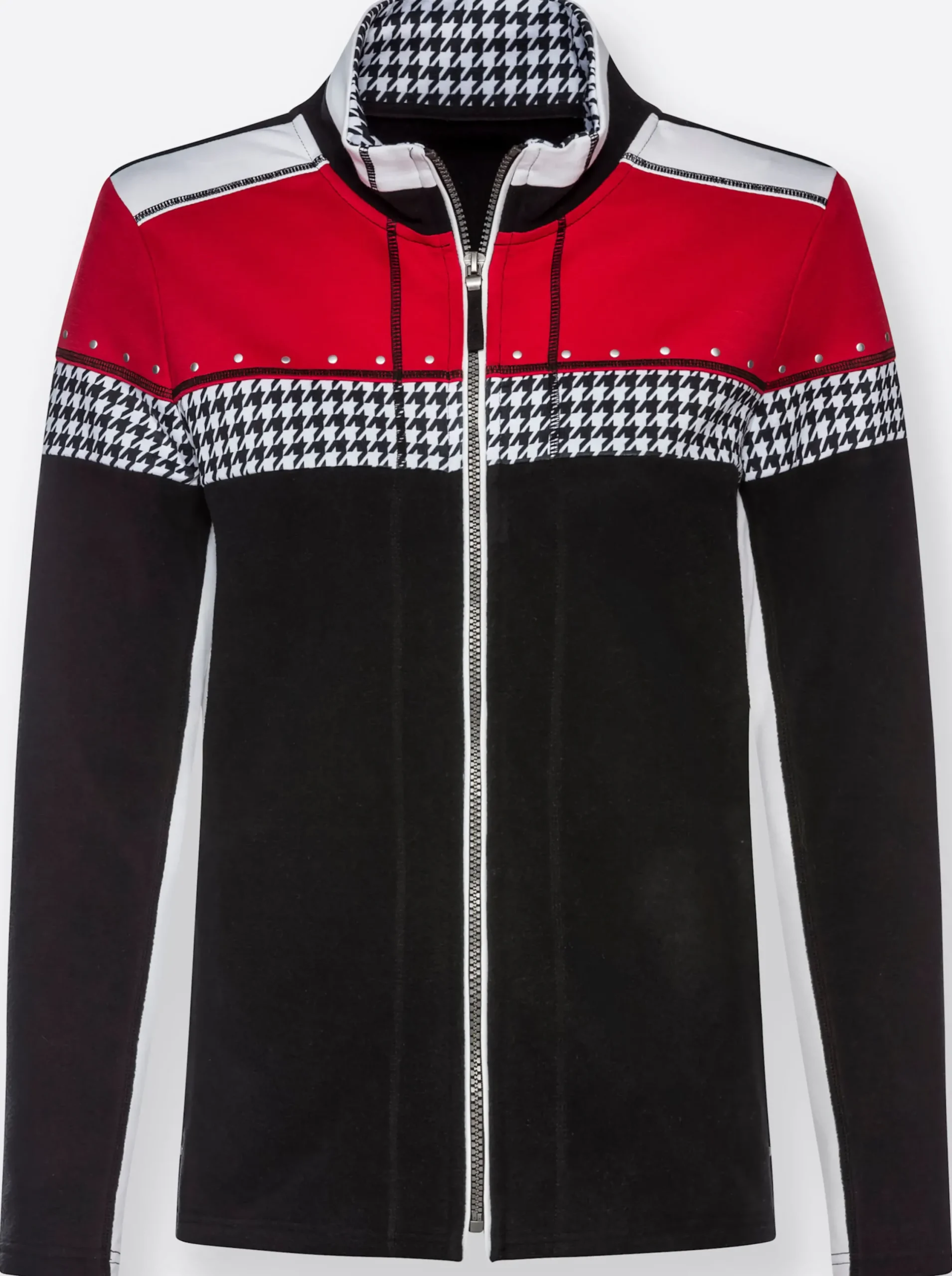 Jacken| Fleecejacke mit Stretch-Einsätzen schwarz