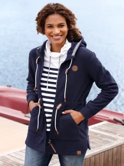 Jacken| Fleecejacke mit Tunnelzug in der Taille marine