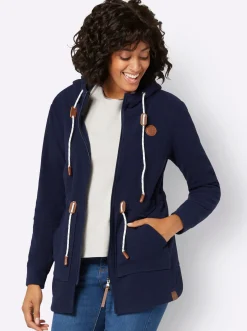 Jacken| Fleecejacke mit Tunnelzug in der Taille marine