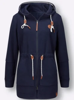 Jacken| Fleecejacke mit Tunnelzug in der Taille marine