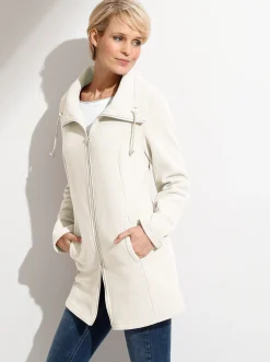 Jacken| Fleecejacke mit 2-Wege-Reißverschluss wollweiß