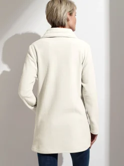 Jacken| Fleecejacke mit 2-Wege-Reißverschluss wollweiß