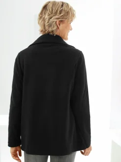 Jacken| Fleecejacke mit 2-Wege-Reißverschluss schwarz