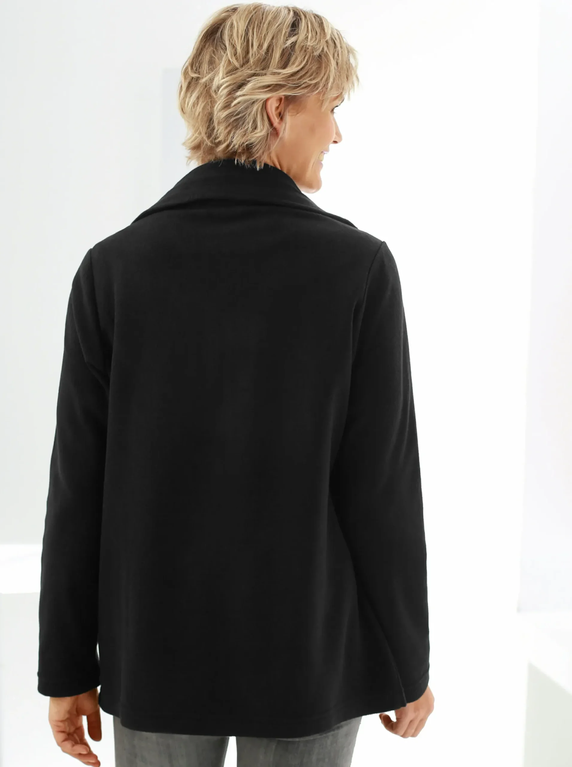Jacken| Fleecejacke mit 2-Wege-Reißverschluss schwarz