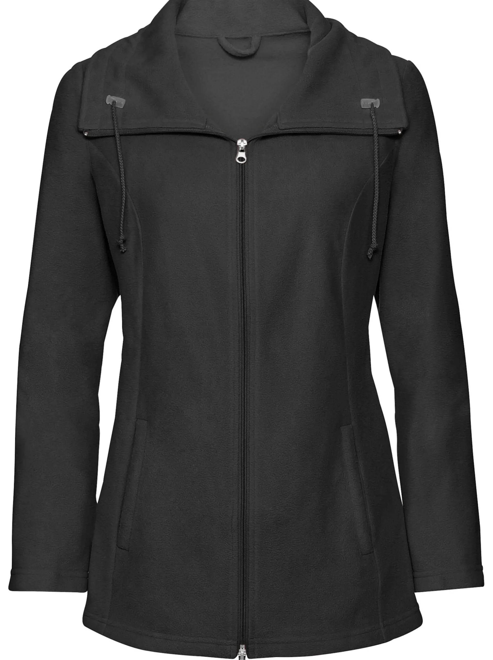 Jacken| Fleecejacke mit 2-Wege-Reißverschluss schwarz