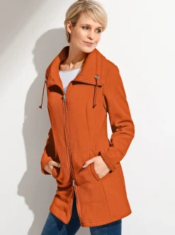 Jacken| Fleecejacke mit 2-Wege-Reißverschluss papaya