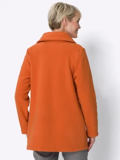 Jacken| Fleecejacke mit 2-Wege-Reißverschluss papaya