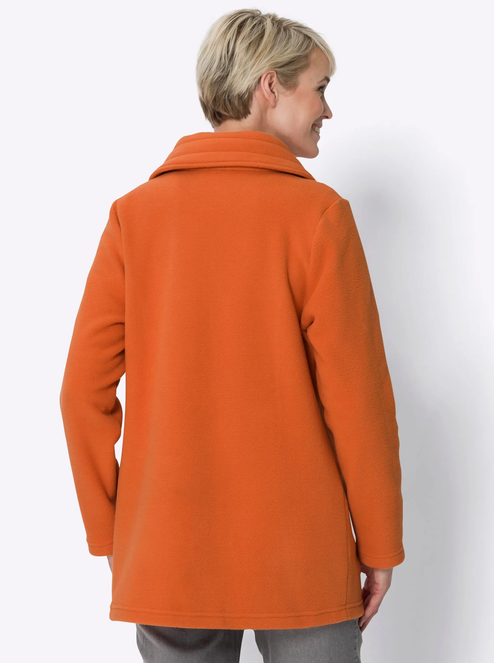 Jacken| Fleecejacke mit 2-Wege-Reißverschluss papaya