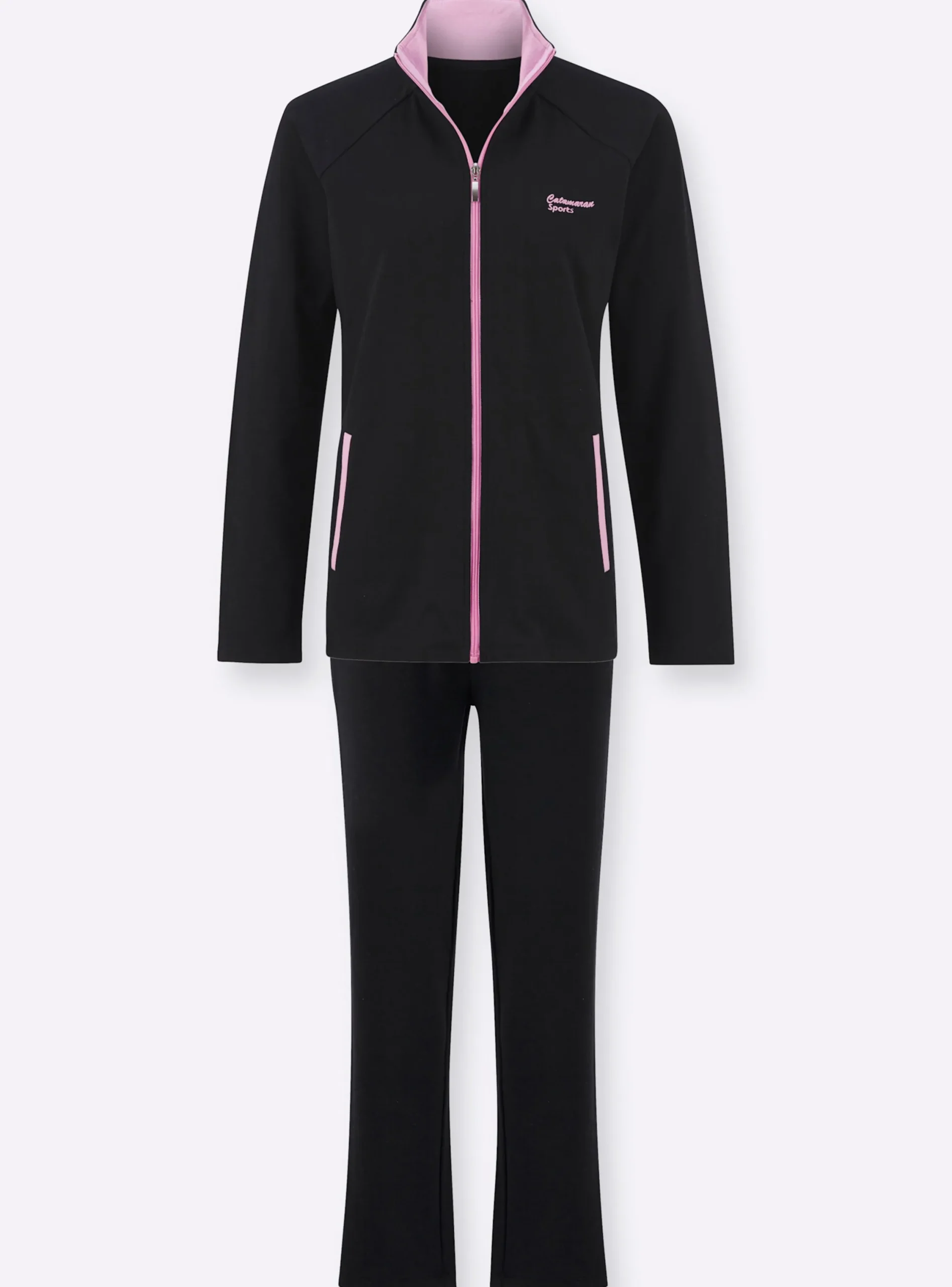Homewear|Homewear|Catamaran Sports Freizeitanzug mit Kontrast-Details schwarz-orchidee