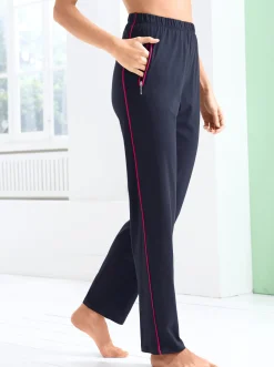 Homewear|Hosen| Freizeithose mit 2 Reißverschluss-Taschen marine-fuchsia