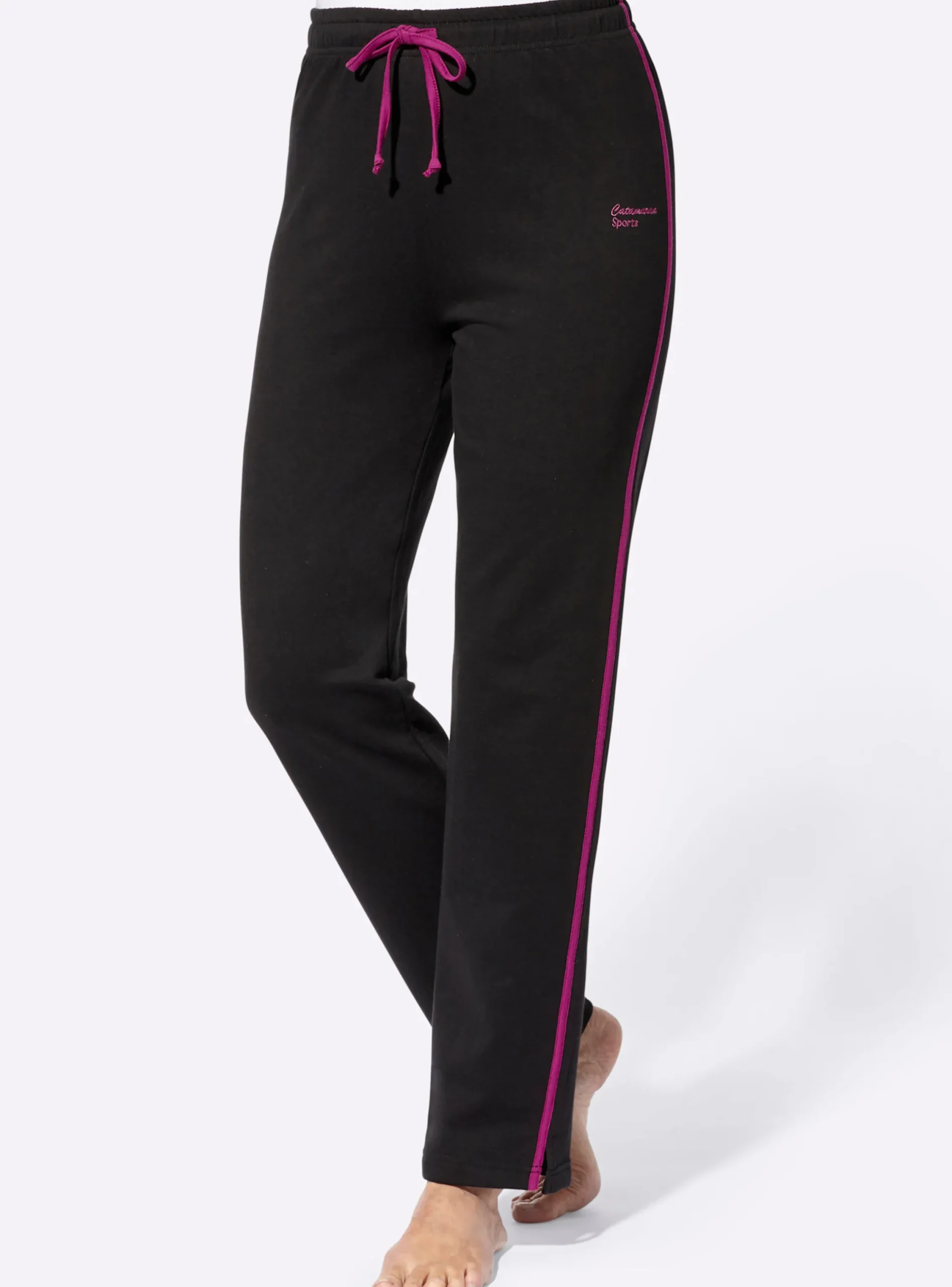 Hosen|Catamaran Sports Freizeithose mit angerauter Innenseite schwarz-pink