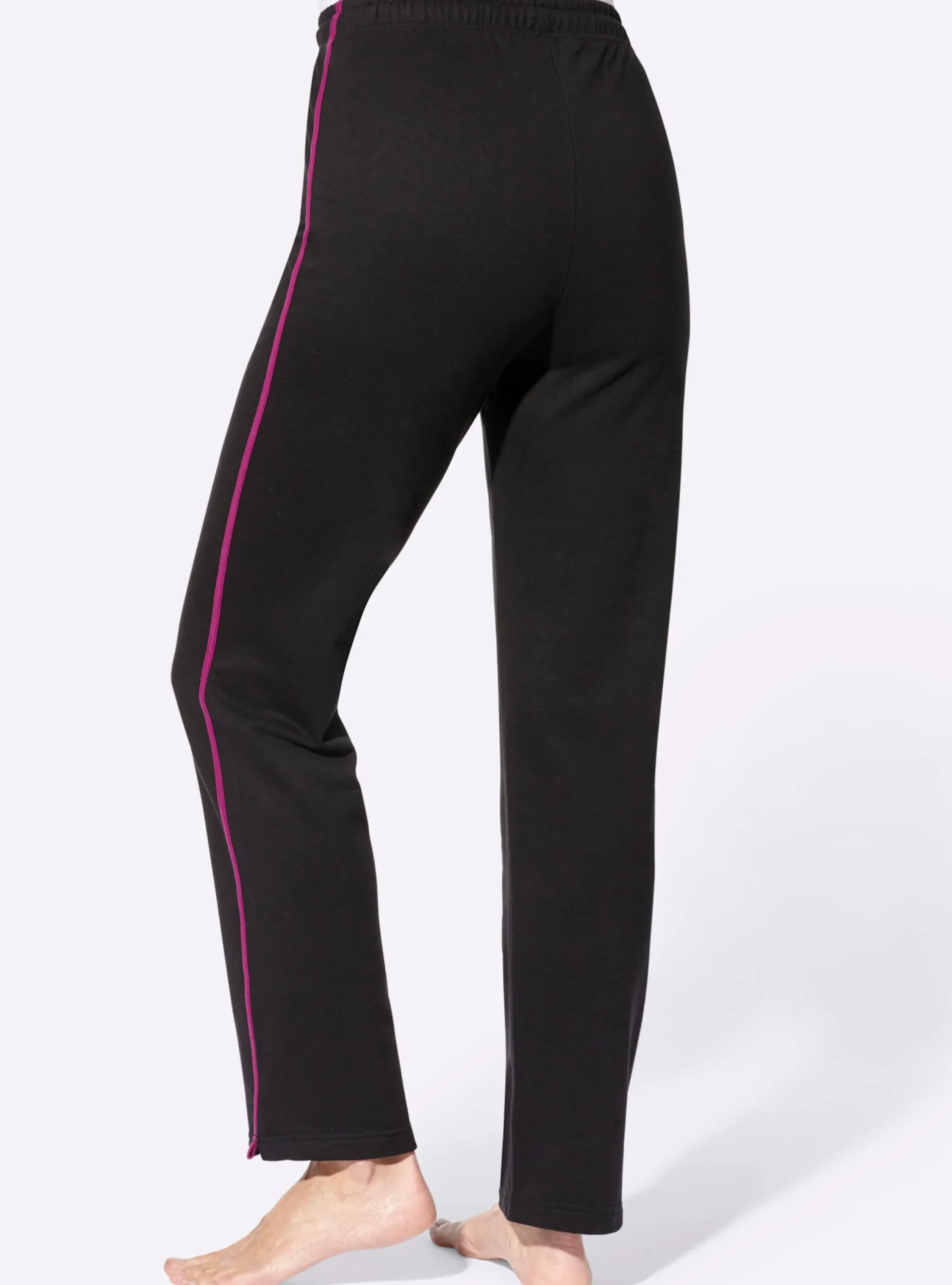 Hosen|Catamaran Sports Freizeithose mit angerauter Innenseite schwarz-pink