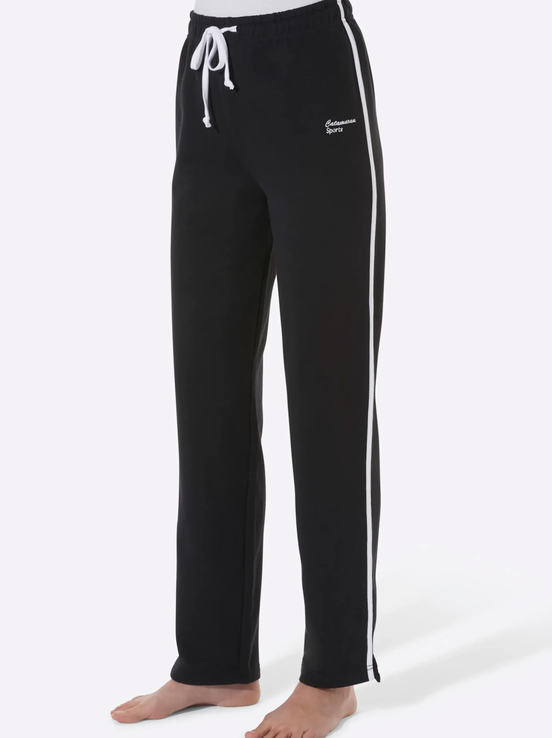 Homewear|Homewear|Catamaran Sports Freizeithose mit angerauter Innenseite schwarz-weiß